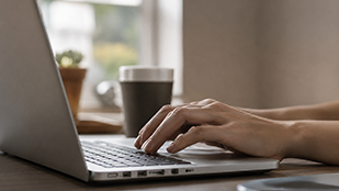 Hands completing the donation form on a laptop