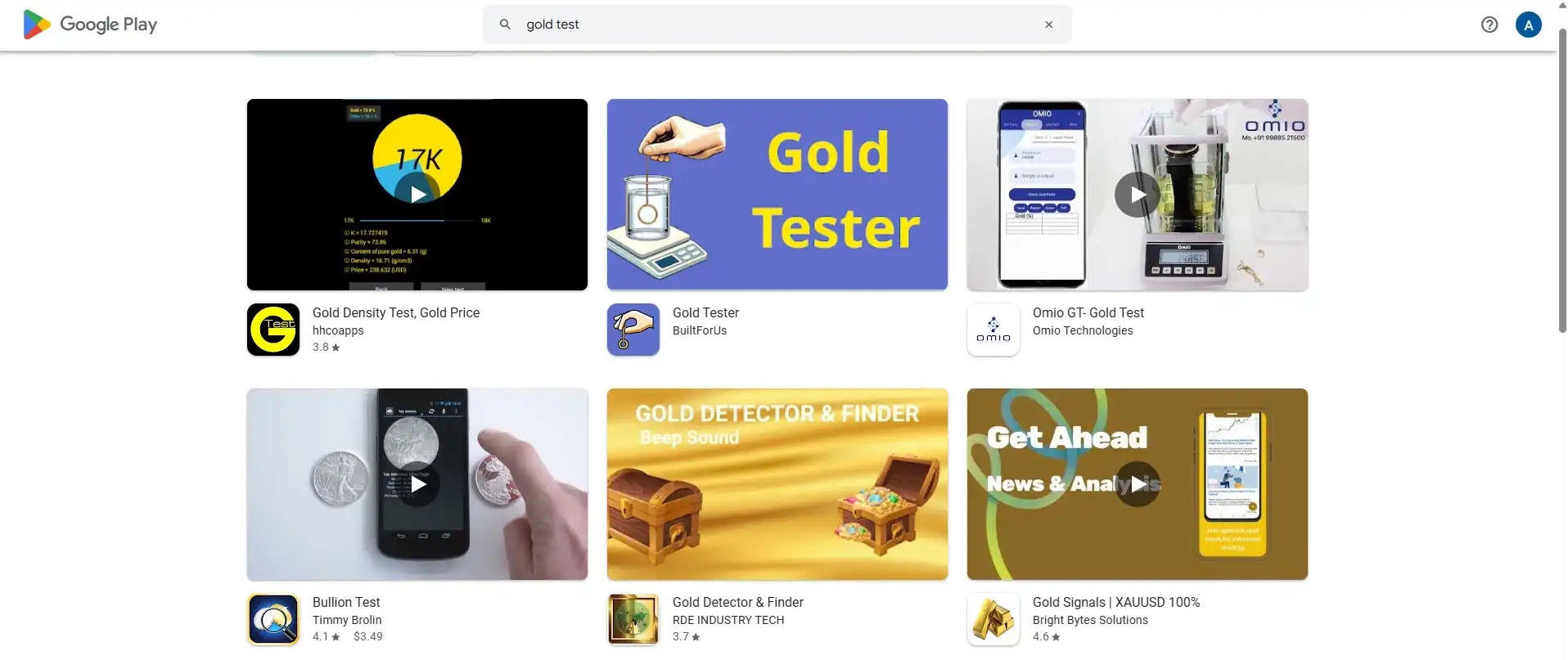 Six apps listed in the Google Play store