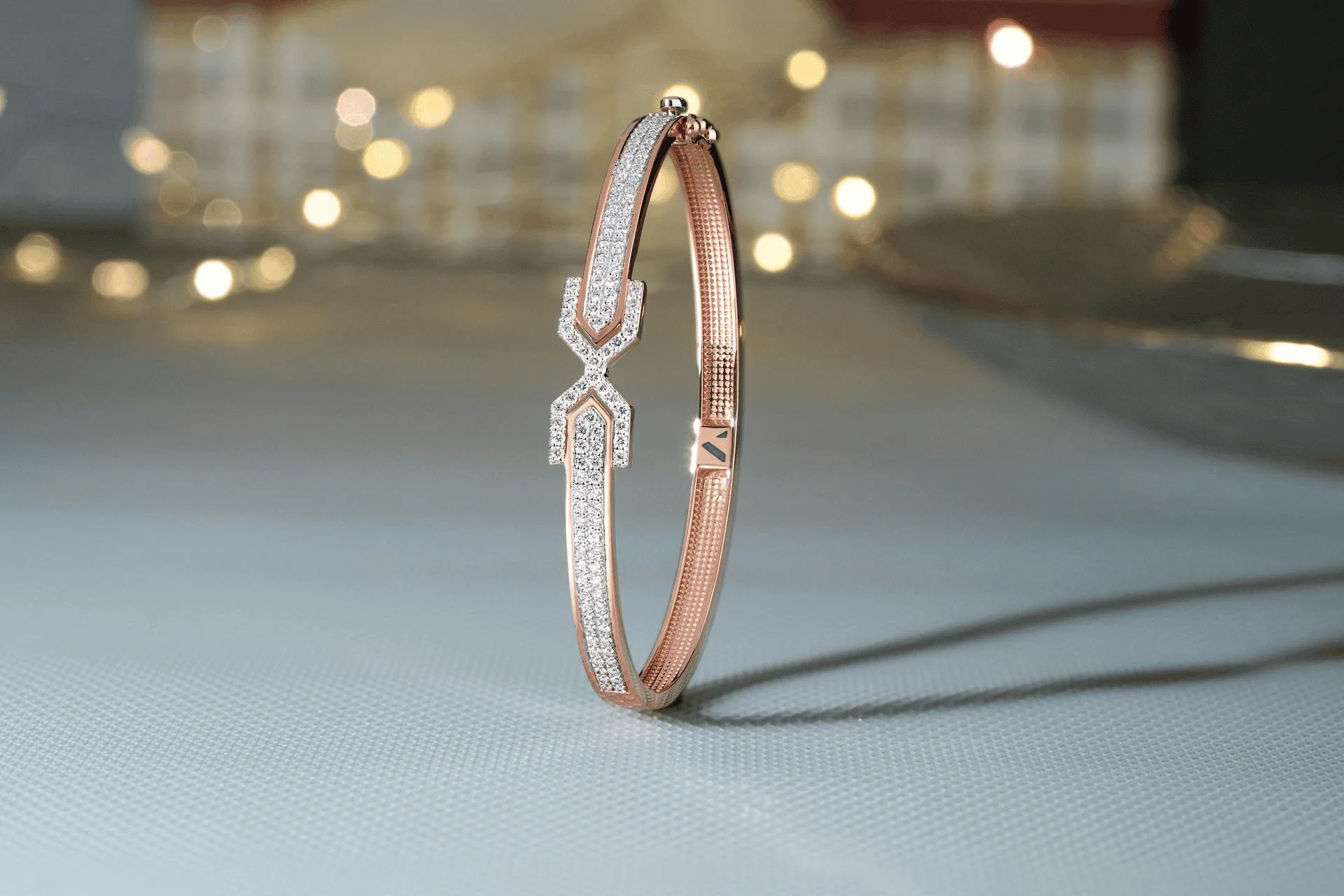Rose gold and diamond bangle