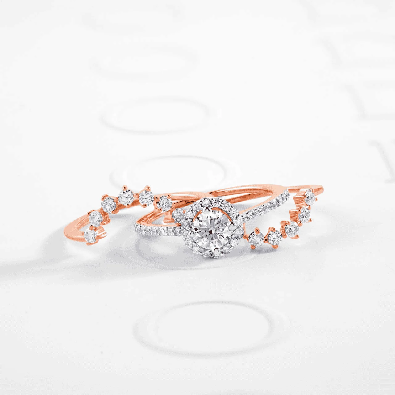 rose gold wedding ring set