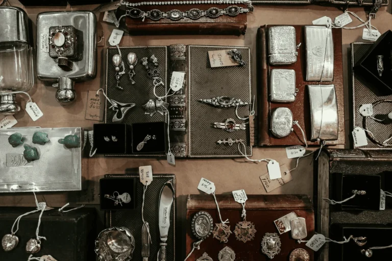 an assortment of inherited items are tagged for sale