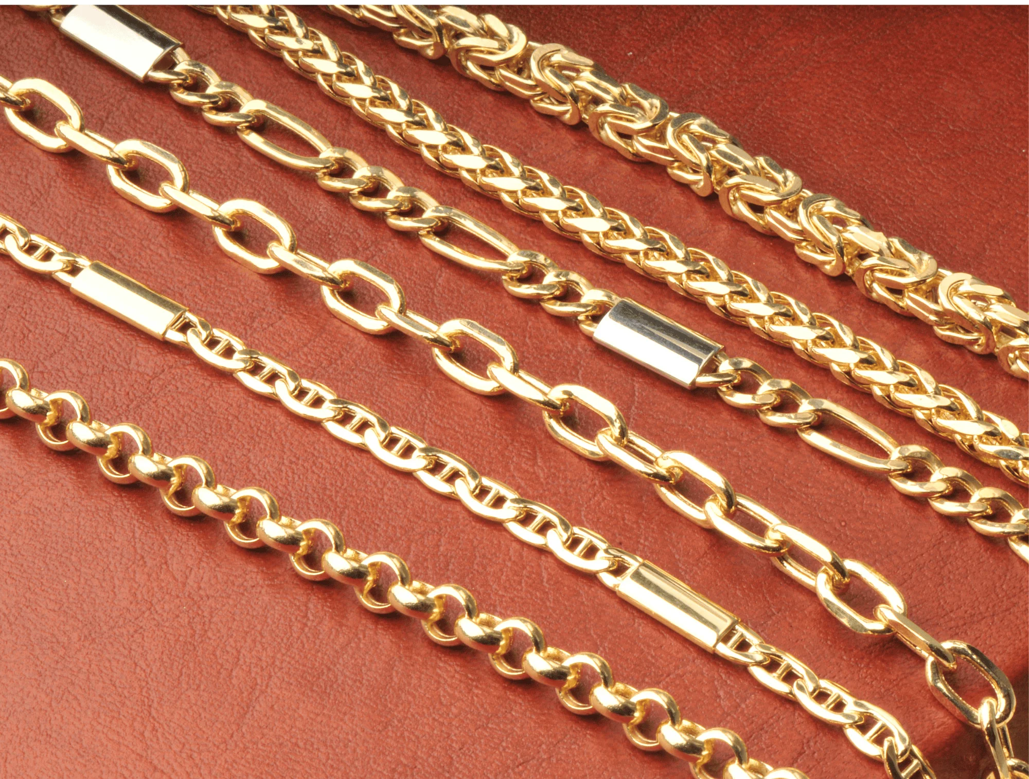 a set of six gold chains