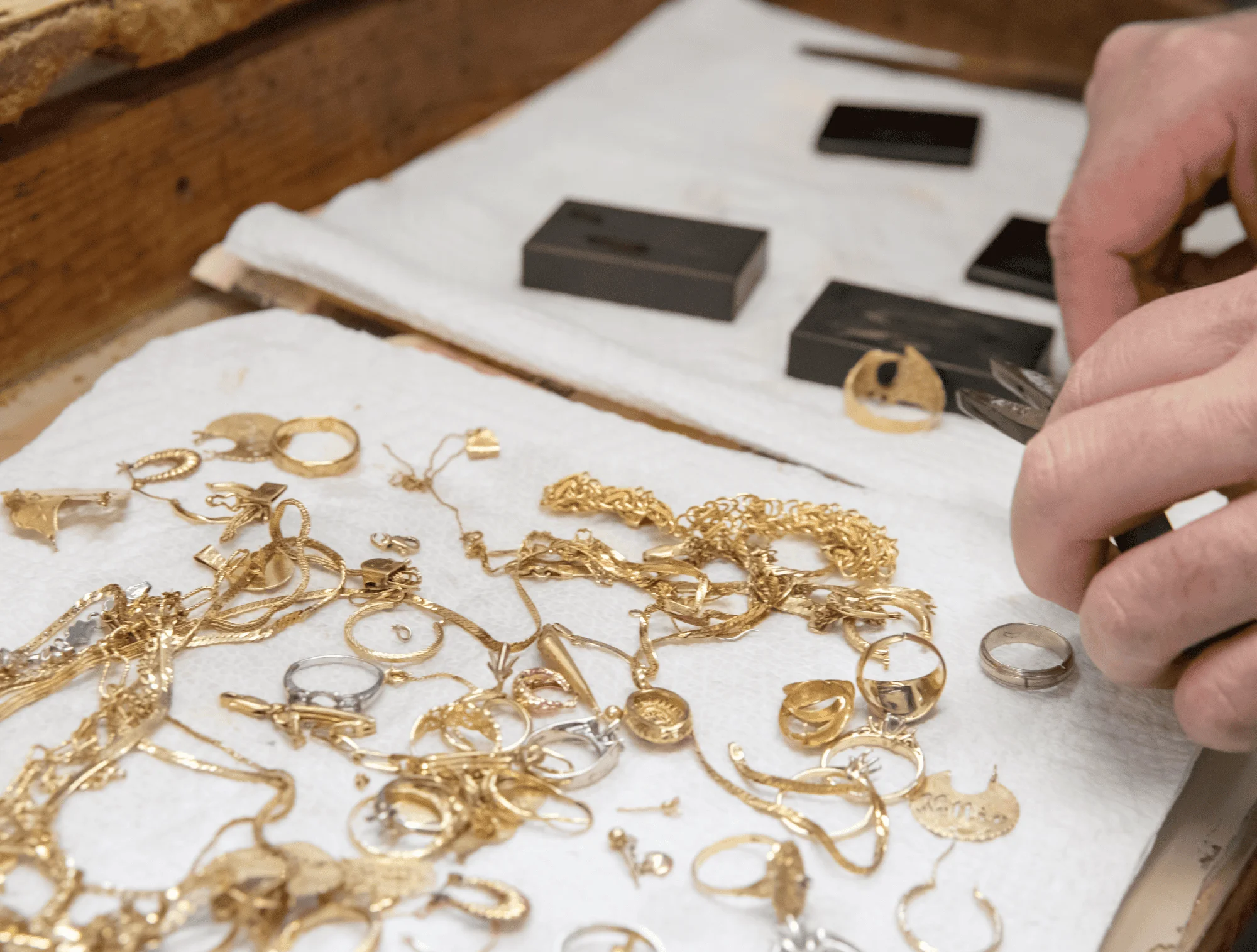 scrap gold being prepared for sale