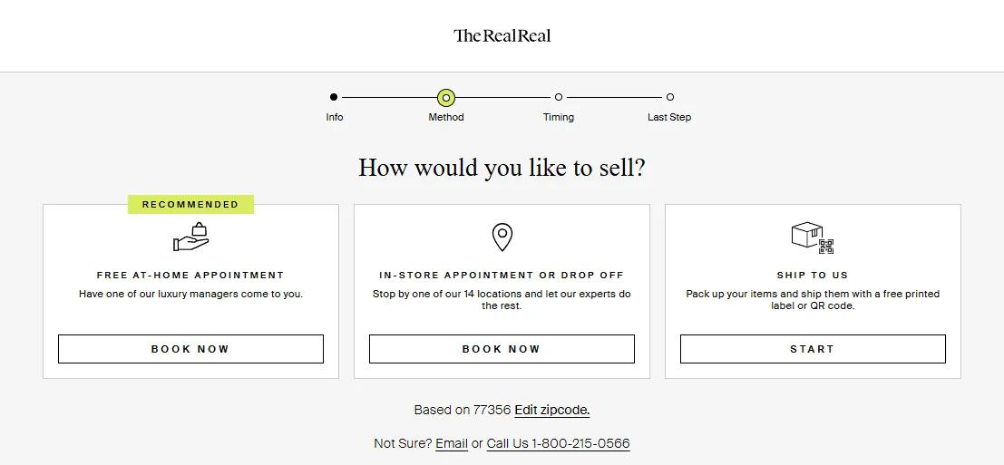 The RealReal selling options