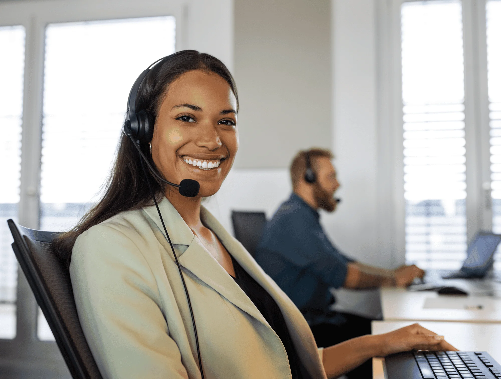 a woman works as a customer service agent