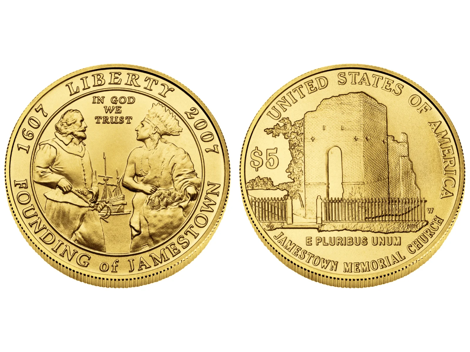 2007 jamestown 400th anniversary gold commemorative coin