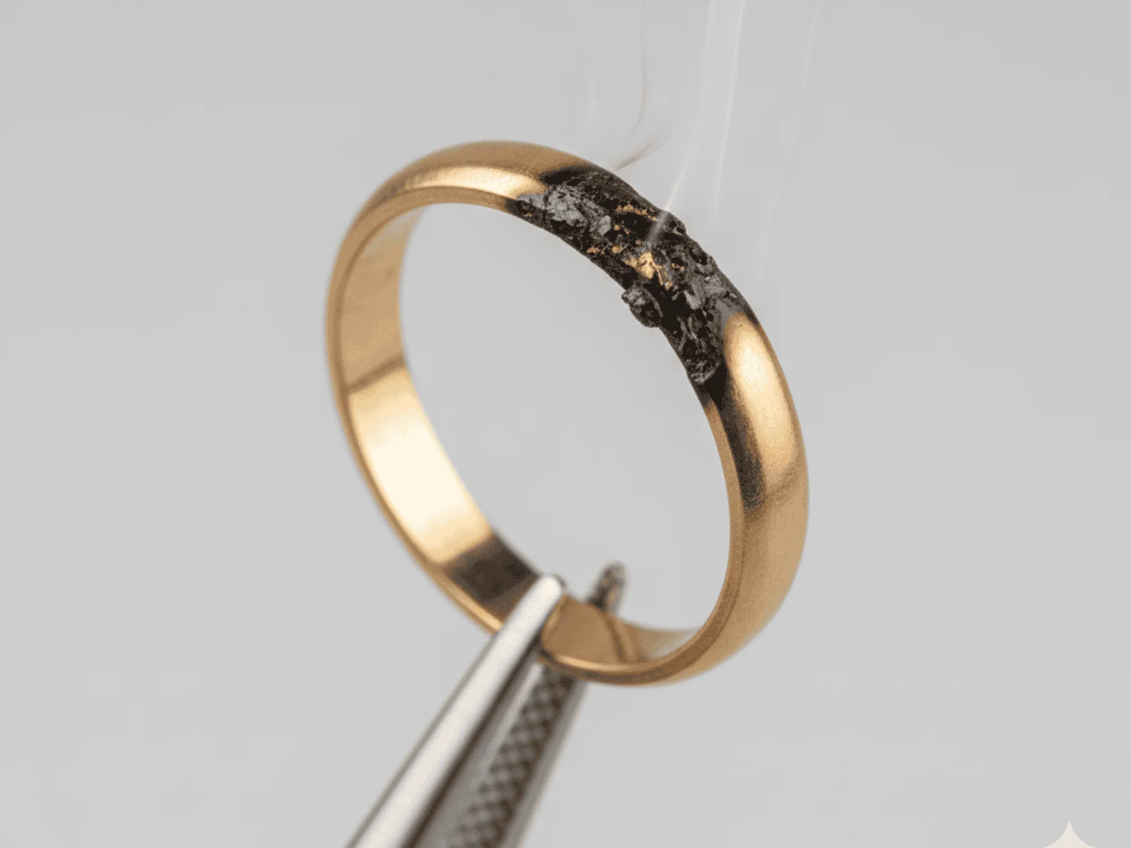 fake gold ring damaged by a lighter