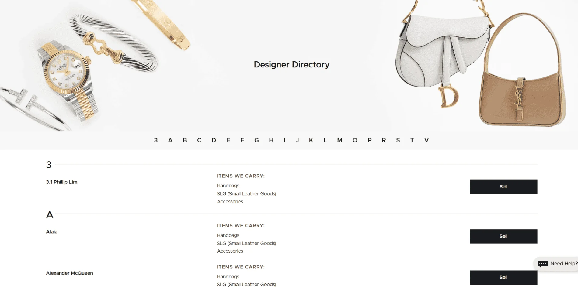 fashionphile designer directory