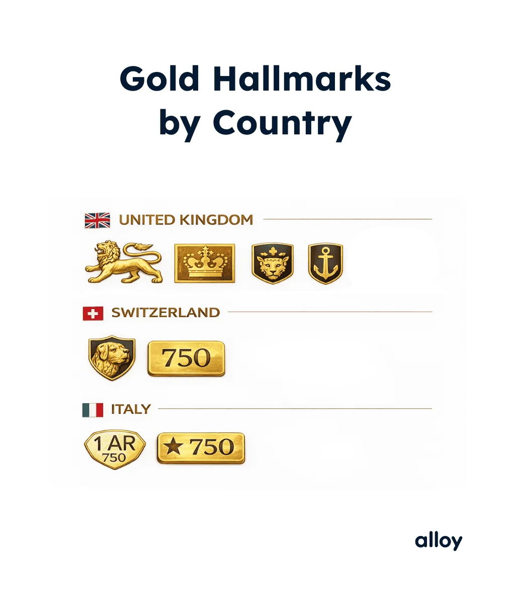 gold hallmarks by country