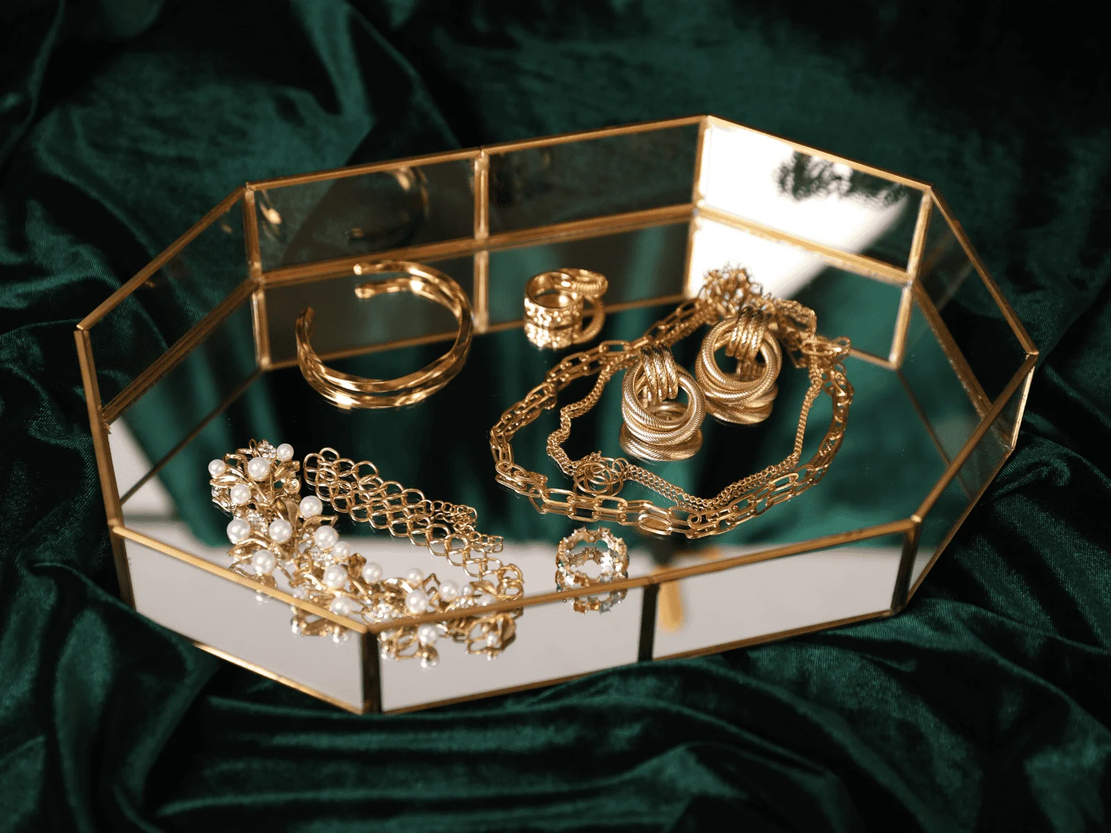 gold jewelry in a jewelry box