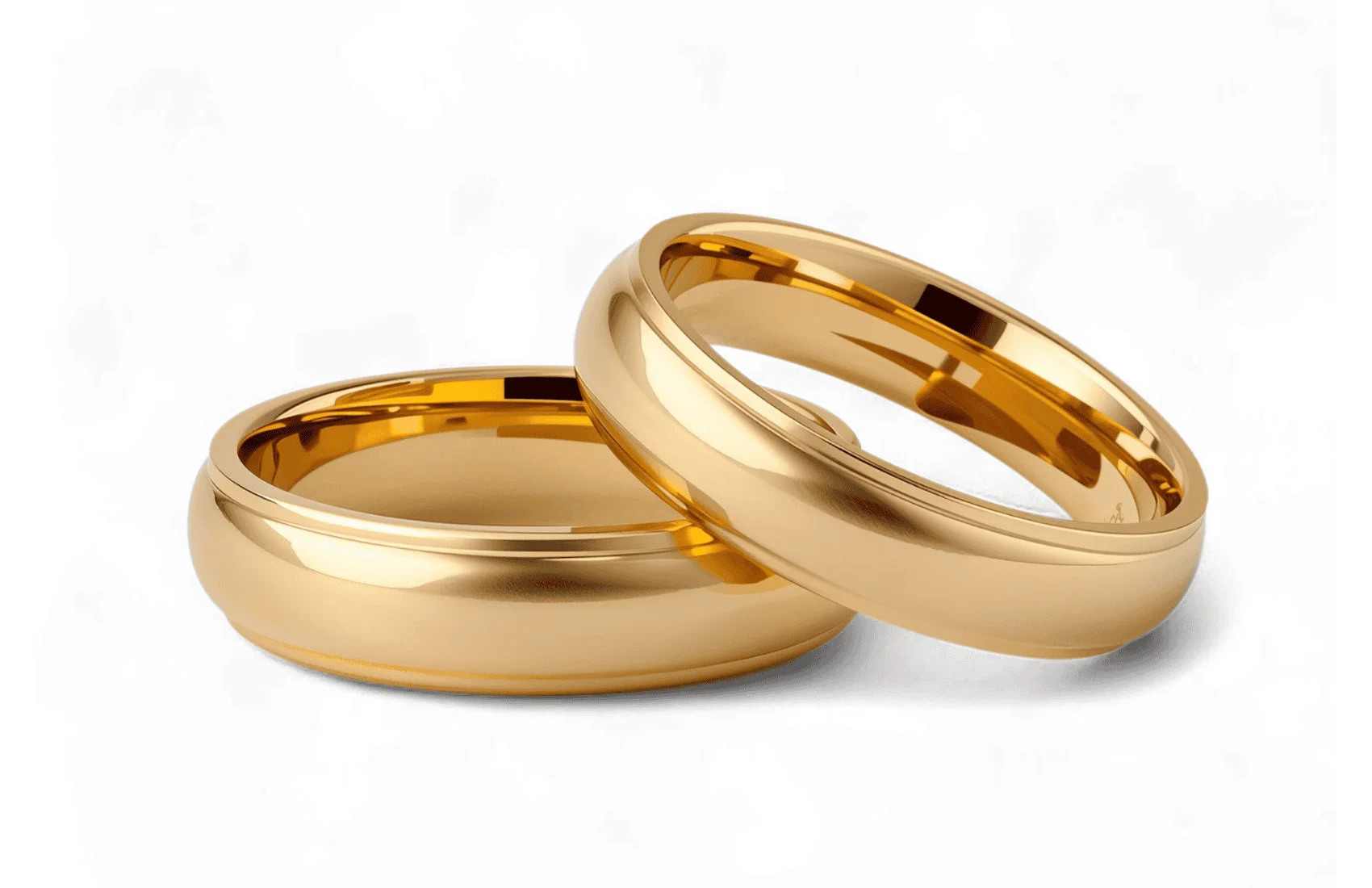 two gold wedding bands