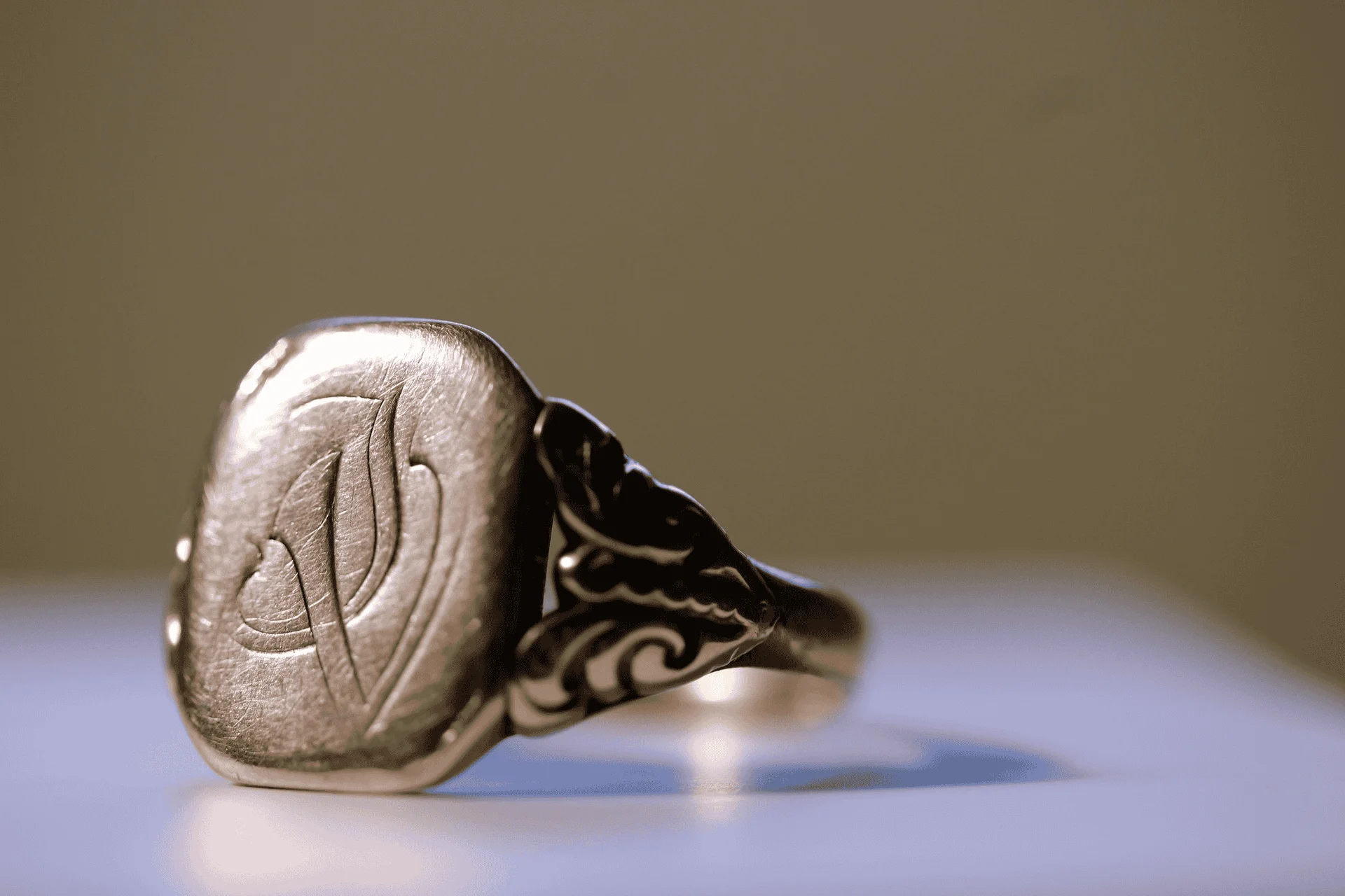 initial ring in 14K gold