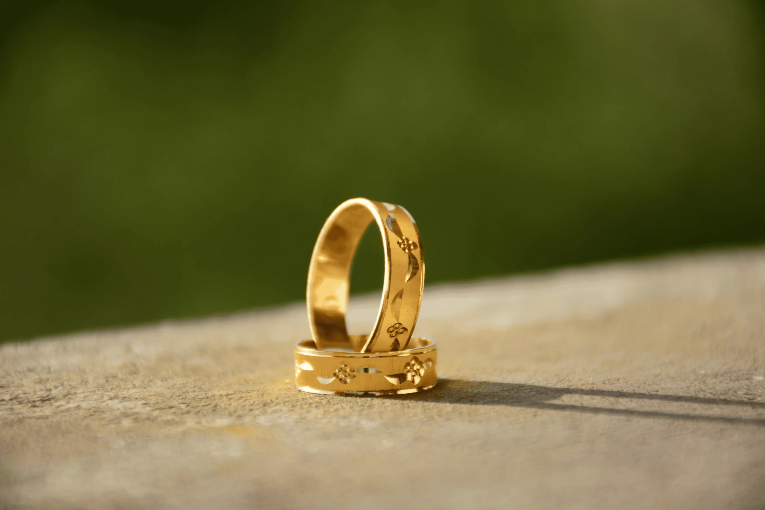 two rings with long shadow
