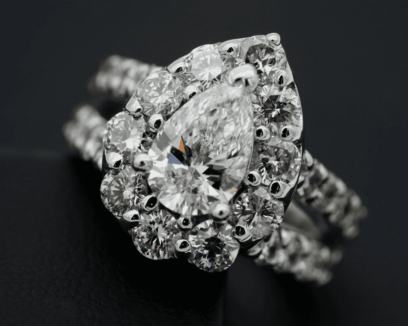 diamond ring on black background