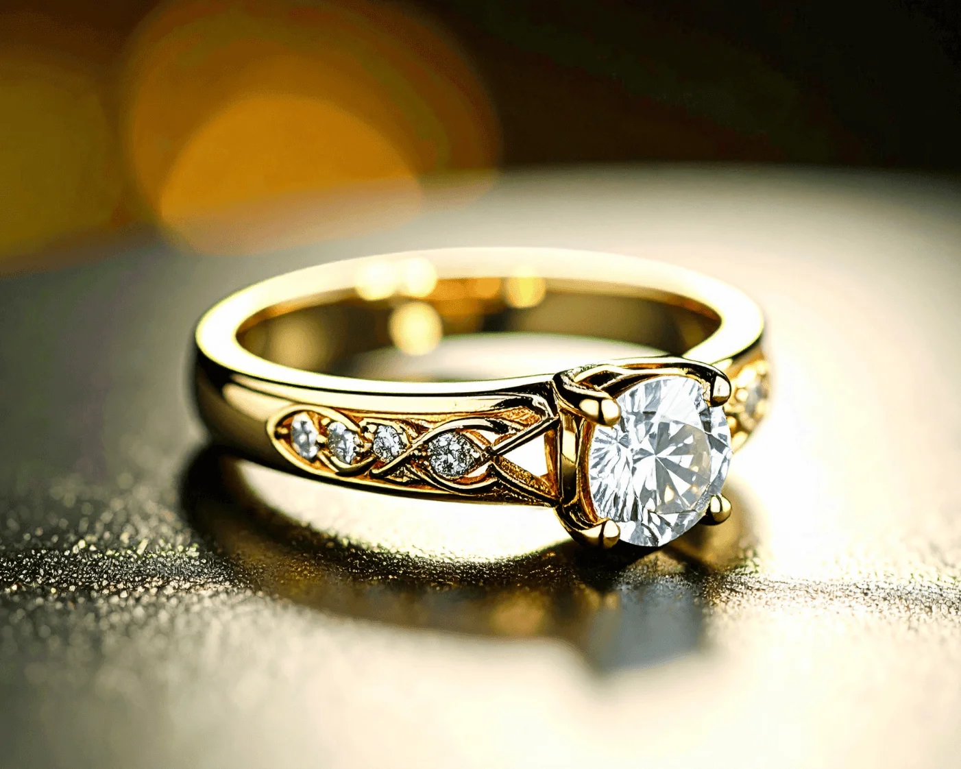 diamond ring on table