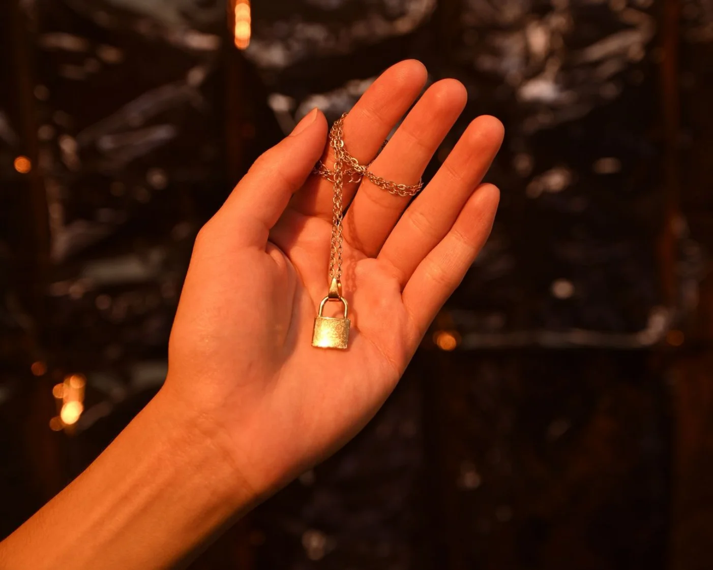 gold lock necklace