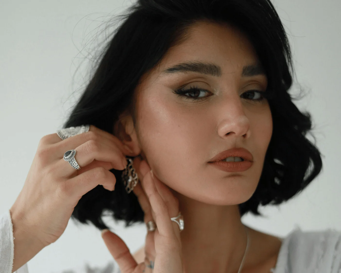 selecting earrings
