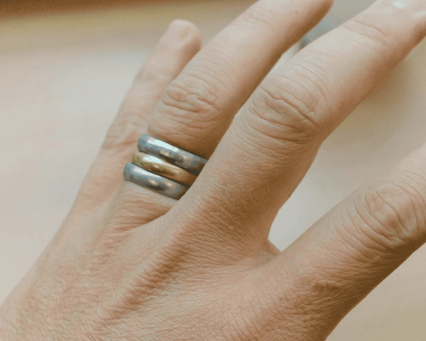 two tone metal ring stack